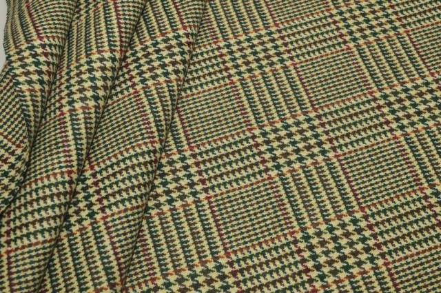 Vendita on line tessuto misto lana principe di galles verde - tessuti abbigliamento lana