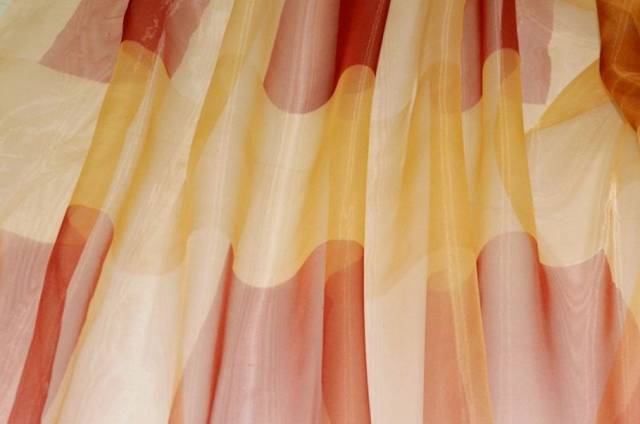 Vendita on line tessuto tenda organza fantasia geometrica color bruciato - prodotti
