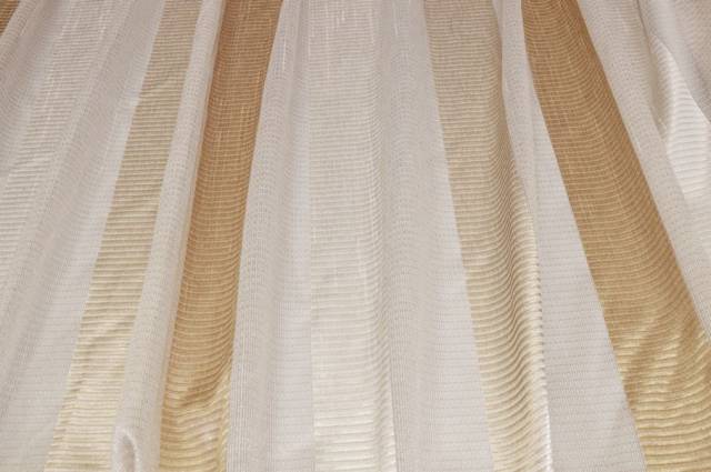 Vendita on line tessuto tenda organza fantasia fasce beige - prodotti