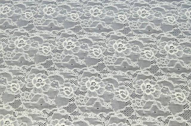 Vendita on line tessuto pizzo jersey bianco e nero - tessuti abbigliamento poliestere 