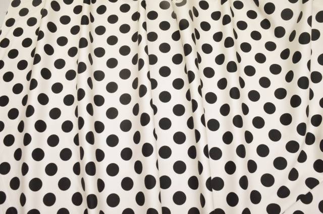Vendita on line tessuto cotone stretch panna pois nero - prodotti