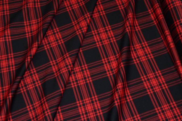 Vendita on line tessuto tartan lana stretch rosso nero - occasioni e scampoli lane e cashmere