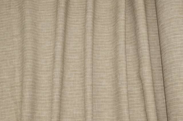 Vendita on line tessuto puro lino gessato beige - tessuti abbigliamento lino