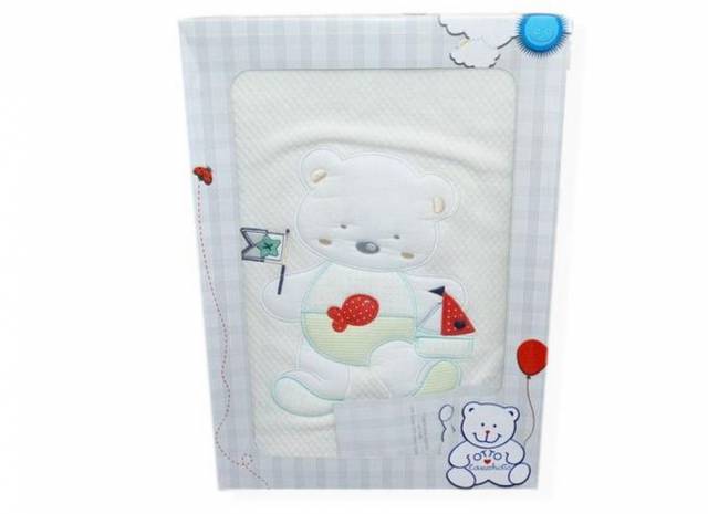 Vendita on line coperta culla in jersey doppiato puro cotone disegno orsetto verdino - biancheria per la casa