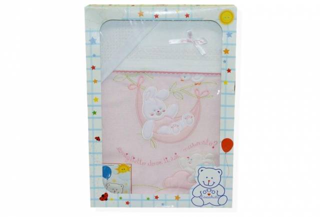 Vendita on line set 3 pezzi lettino disegno coniglietto amaca rosa - biancheria per la casa