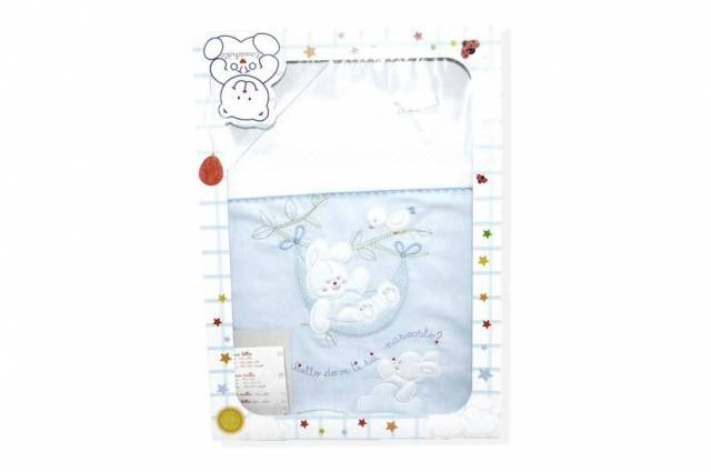 Vendita on line set 3 pezzi culla disegno coniglietto amaca azzurro - biancheria per la casa