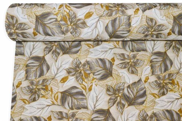 Vendita on line tessuto arredo fantasia foliage grigio - cotoni fantasie e frutti