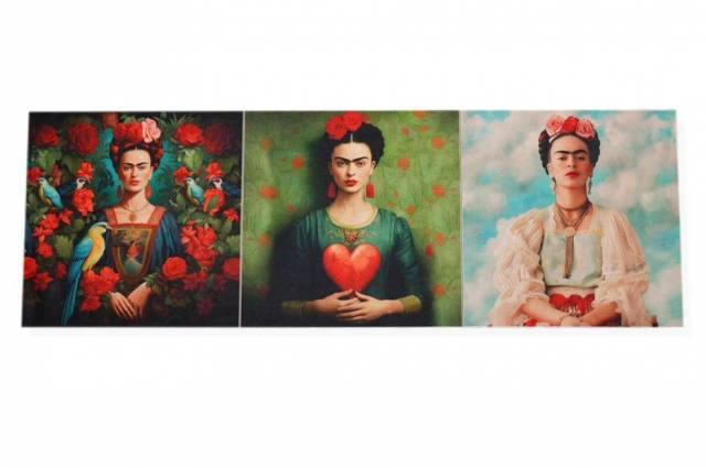 Vendita on line set 3 pannelli disegno frida 2 cm 47x47 - tessuti arredo casa gobelin cuscini 47x47 fantasie varie