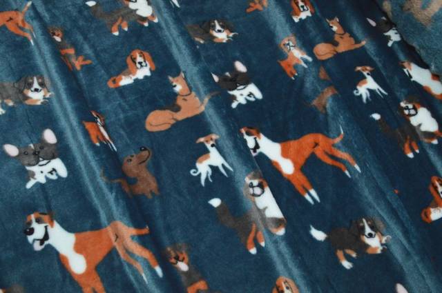 Vendita on line tessuto pile cinigliato fantasia cagnolini - tessuti abbigliamento