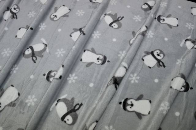 Vendita on line tessuto pile cinigliato fantasia pinguini - tessuti abbigliamento