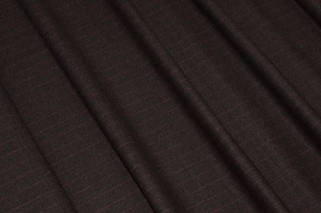 Vendita on line tessuto flanella lana stretch gessato marrone riga rossa - occasioni e scampoli