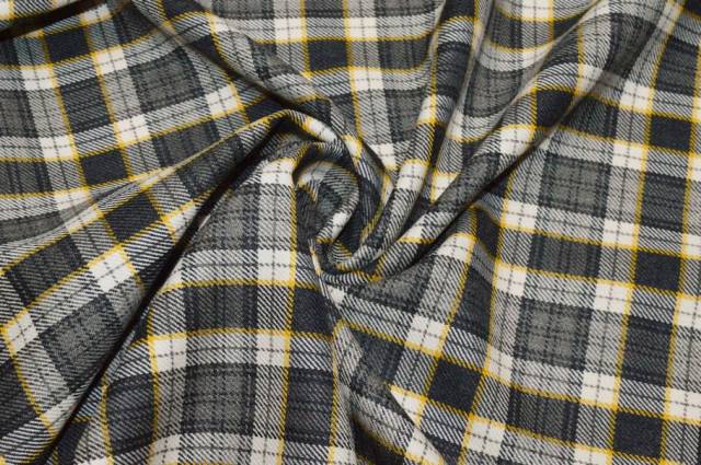 Vendita on line tessuto tartan pura lana grigio riga gialla - tessuti abbigliamento scacchi e scozzesi
