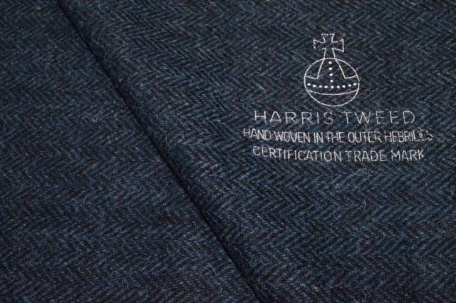 Vendita on line tessuto pura lana harris tweed spinato blu - occasioni e scampoli lane e cashmere