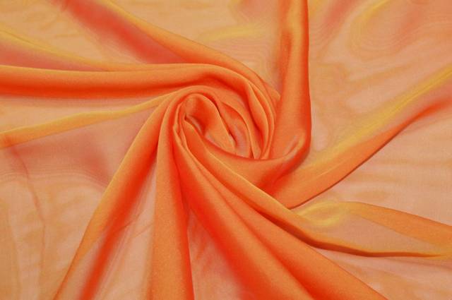 Vendita on line tessuto chiffon pura seta arancio cangiante - tessuti abbigliamento georgette / chiffon / dèvorè