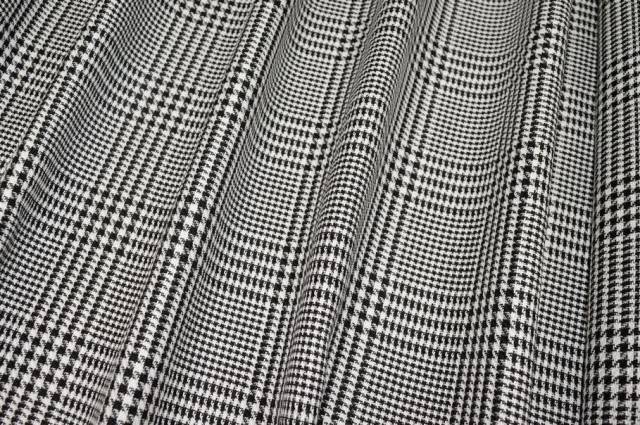 Vendita on line tessuto principe di galles misto lino bianco nero - prodotti