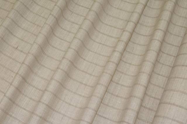 Vendita on line tessuto misto lana lino gessato beige - tessuti abbigliamento lana uomo/tailleur