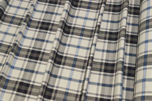 Vendita on line tessuto misto cotone lino scacco azzurro - prodotti