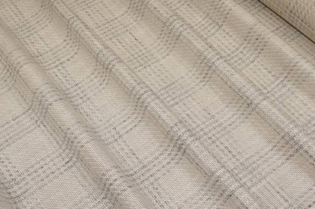 Vendita on line tessuto misto seta lino scacco grigio beige - prodotti