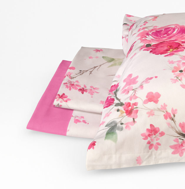 Vendita on line completo lenzuola matrimoniale mirabello modello rami di rose var. rosa r09 - biancheria per la casa mirabello