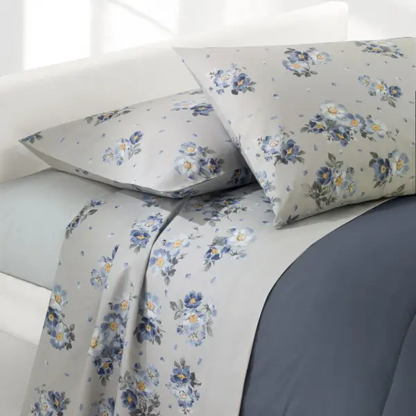 Vendita on line completo lenzuola matrimoniale vallesusa modello montreal var. smoky blue 219 - biancheria per la casa