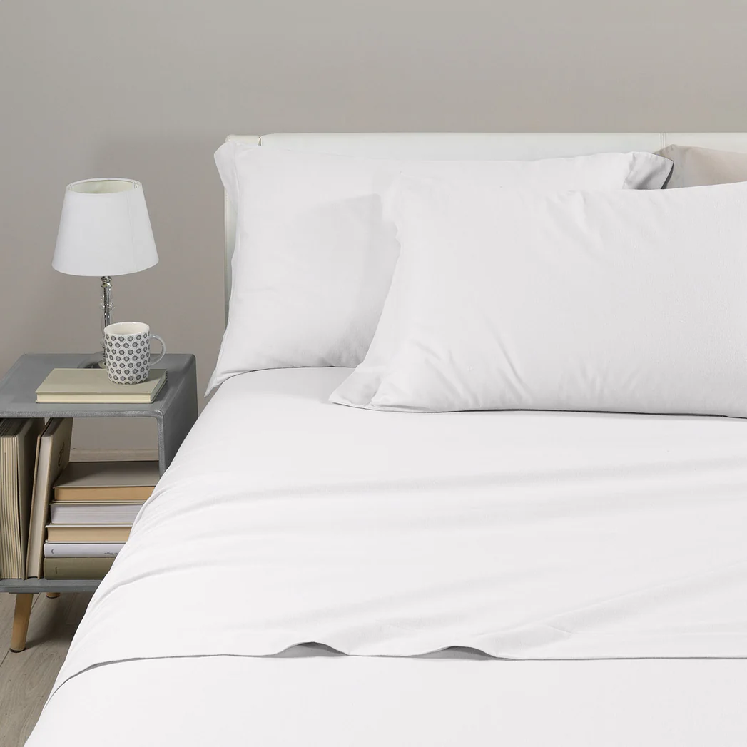 Vendita on line completo lenzuola singolo flanella caleffi tinta unita var. bianco - biancheria per la casa caleffi