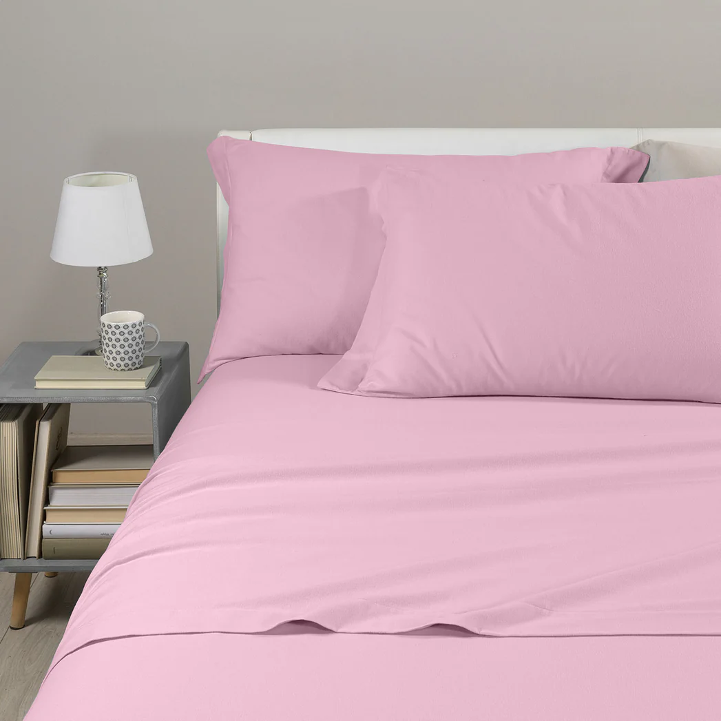 Vendita on line completo lenzuola singolo flanella caleffi tinta unita var. rosa - biancheria per la casa caleffi