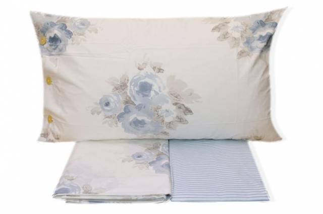 Vendita on line completo lenzuola singolo bellora white linen modello fiore v42 azzurro - biancheria per la casa