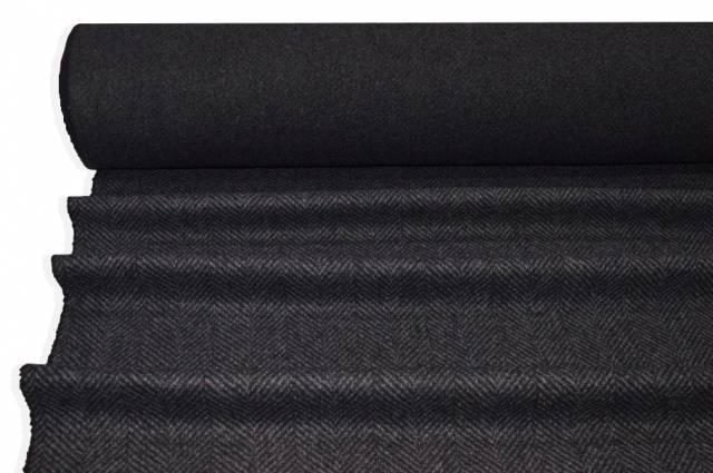 Vendita on line tessuto panno cappotto misto cashmere spinato grigio antracite - prodotti