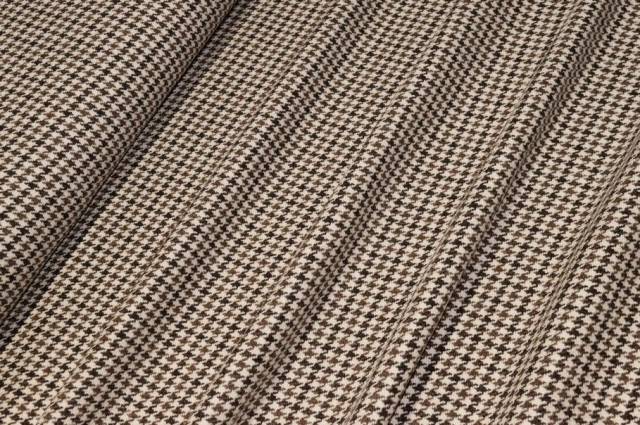 Vendita on line tessuto peso giacca in pura lana pied de poule beige - tessuti abbigliamento lana cappotti/panno/lana