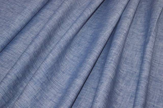 Vendita on line tessuto puro lino da camiceria azzurro melange - prodotti tessuti abbigliamento