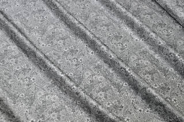 Vendita on line tessuto rasatello fiore bianco e nero - tessuti abbigliamento taffetas / rasi / shantung raso