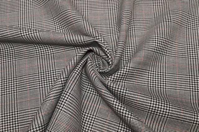 Vendita on line tessuto flanella pura lana principe di galles riga rossa - prodotti