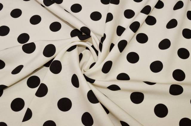 Vendita on line tessuto tela pura lana pois nero fondo panna - occasioni e scampoli