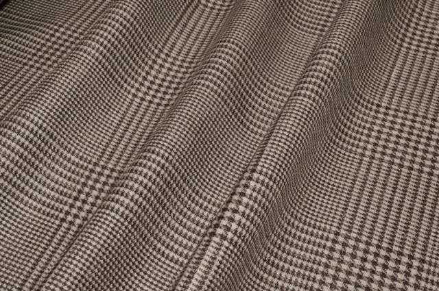 Vendita on line tessuto misto lino lana principe di galles marrone - prodotti