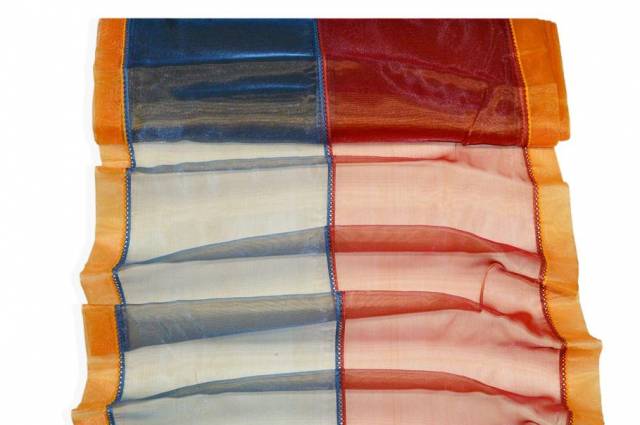 Vendita on line tendino organza arancio cangiante blu - prodotti