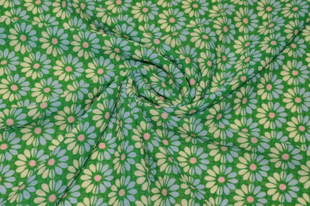 Vendita on line tessuto goffrato disegno fiorellino verde - occasioni e scampoli tessuti fantasie 