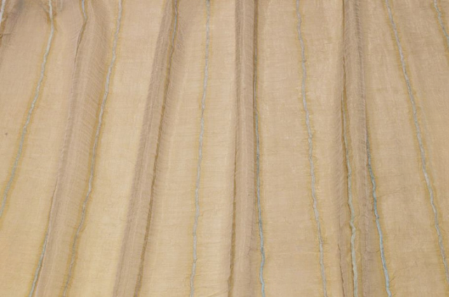 Vendita on line tessuto tenda organza beige righina azzurra - prodotti