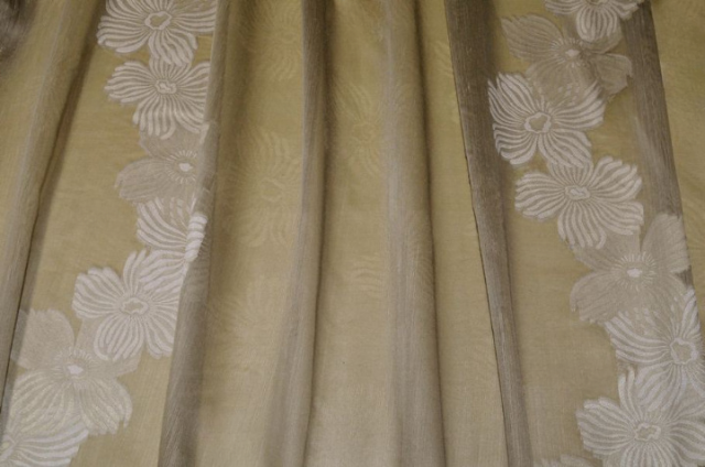 Vendita on line tessuto tenda con ricamo fill coupe floreale beige - prodotti