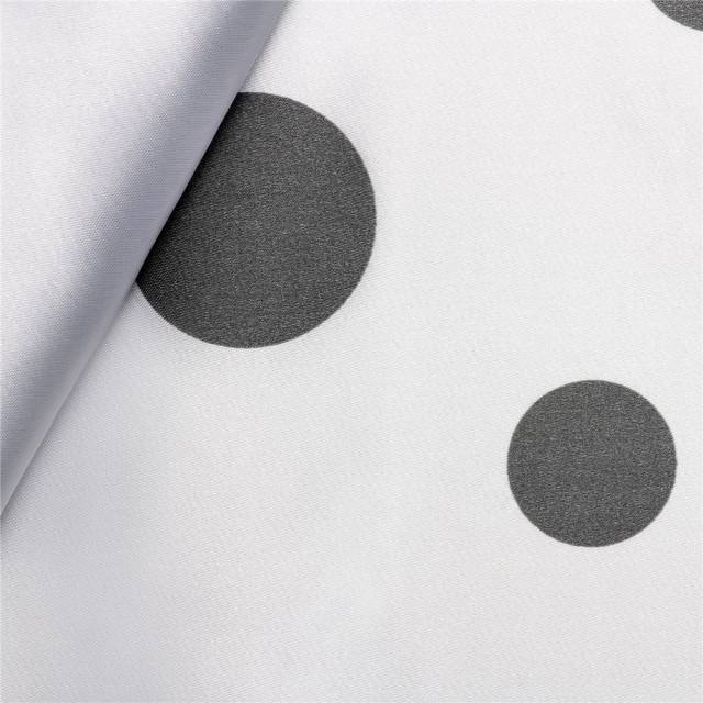 Vendita on line tessuto raso stampato pois biaco nero 360 - ispirazioni carnevale raso unito e fantasia