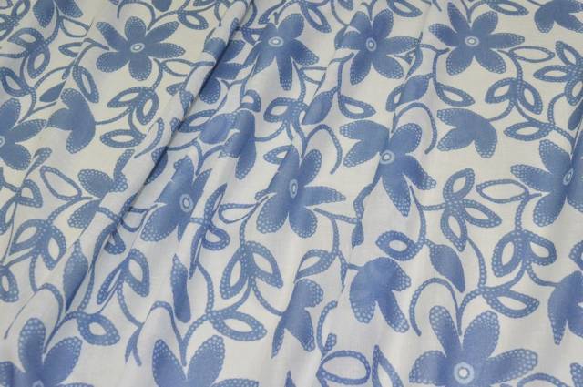 Vendita on line tessuto batista puro cotone disegno bianco e azzurro - tessuti abbigliamento camiceria