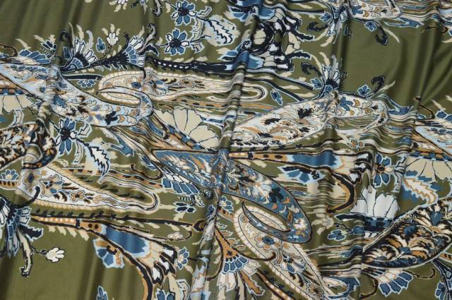 Vendita on line tessuto mussola puro cotone fantasia fondo verde - cotoni fantasie varie