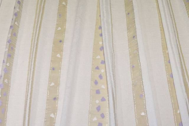 Vendita on line tessuto tenda organza fasciata bianca con inserti lilla - prodotti