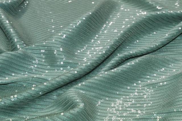 Vendita on line tessuto con paillettes cucite verde salvia - occasioni e scampoli