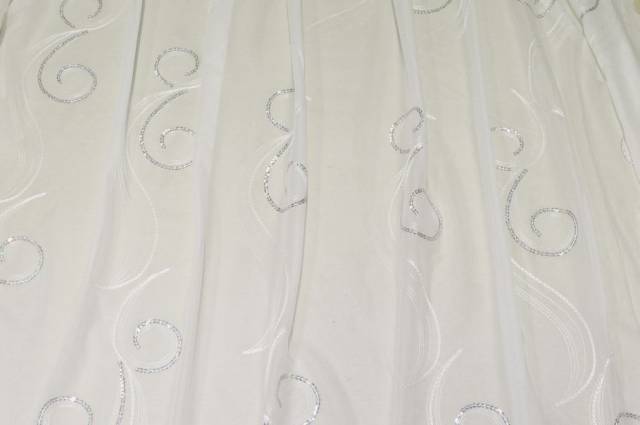 Vendita on line tessuto tenda velo ricamato con paillettes argento - prodotti