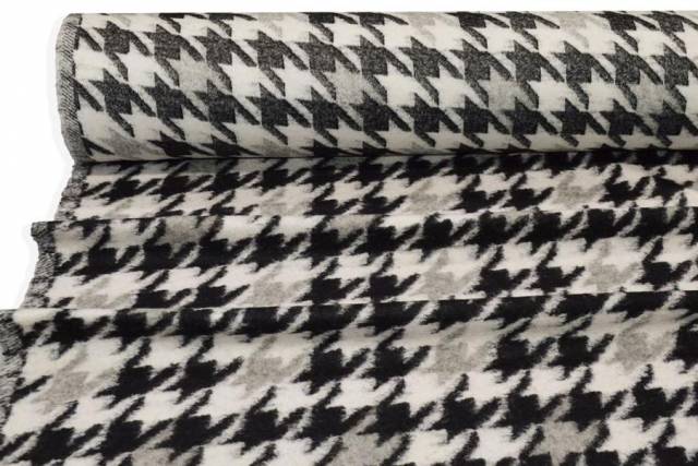 Vendita on line tessuto maglia misto lana pied de poule bianco e nero - occasioni e scampoli lane e cashmere