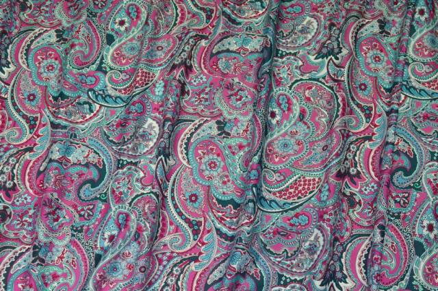 Vendita on line tessuto popeline puro cotone fantasia cashmere fucsia - cotoni fantasie varie