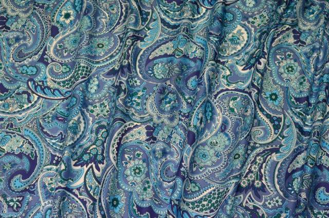 Vendita on line tessuto popeline puro cotone fantasia cashmere azzurro - cotoni fantasie varie