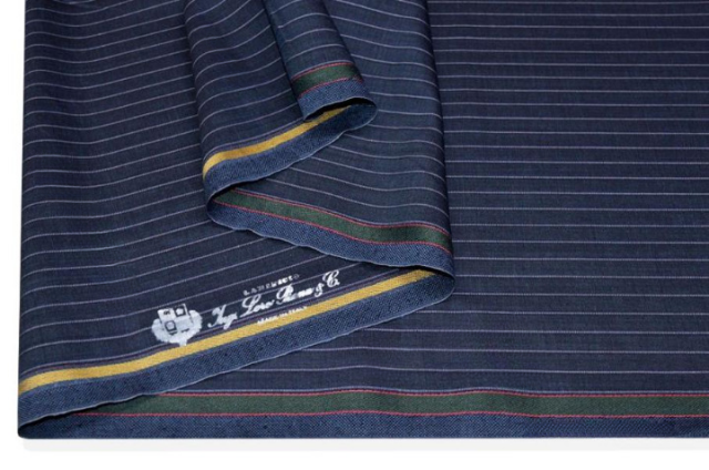 Vendita on line tessuto tasmania gessato blu lanificio loro piana - tessuti abbigliamento lana uomo/tailleur