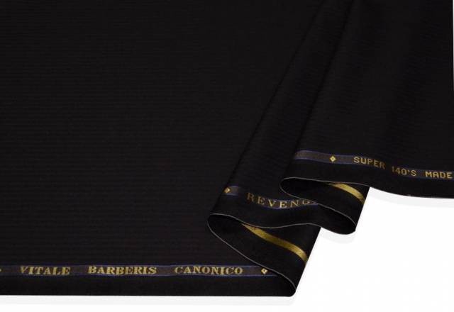 Vendita on line tessuto super 140's vitale barberis canonico spinato nero - tessuti abbigliamento lana uomo/tailleur