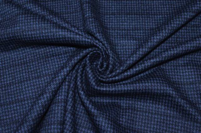 Vendita on line tessuto jersey pura lana pied de poule blu - tessuti abbigliamento lana jersey